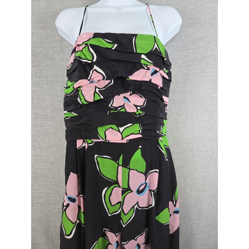 No. 6 Store NYC Black Pink Floral Silk Jumpsuit Luxury Size 2 Flowy Designer USA